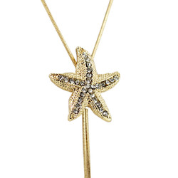 Long Adjustable Plunging Starfish Necklace Gold