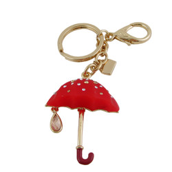 Dangling Umbrella Purse Charm Key Chain Red
