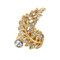 Spiral Feather Ring Bejeweled Gold Tone