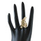Spiral Feather Ring Bejeweled Gold Tone