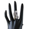 Spiral Feather Ring Bejeweled Silver Tone