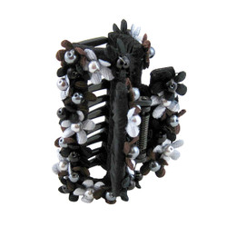 Bead and Floral Hair Claw Black