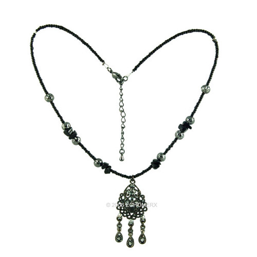Victorian Black Marcasite Beads Necklace