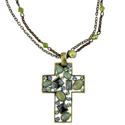 Vintage Style Beads Cross Necklace