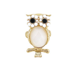 Owl Stretch Ring Gold White