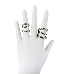 Four Piece Double Wave Ring Set Silver