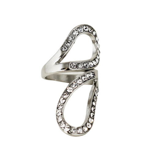 Swirling Ring with Crystals Silver