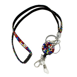 Glittering Beads Lanyard & Extendable Badge Reel Multi Colored