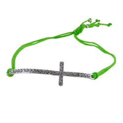 Crystal Cross Bracelet Green