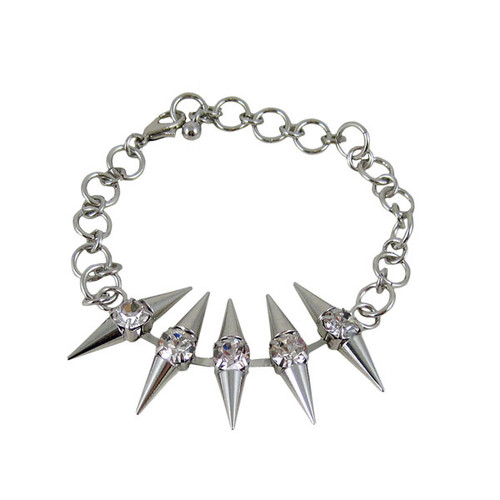 Silver Toned Double Spike Bracelet