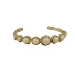 Gold Cuff with Beads Ivory