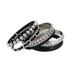 Bracelet Bangle Set of Six Black