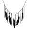 Black Beads and Feather Chandelier Necklace