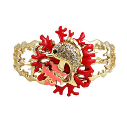 Dolphin Coral Reef Bangle Stretch Bracelet Bejeweled Red