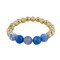 Semi Precious Beads Stretch Bracelet Gold Blue Bell