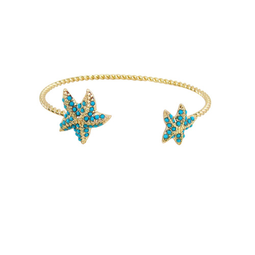 Starfish Cuff Bracelet Gold Blue