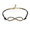 Infinity Charm Bracelet Black Gold Tone Bejeweled