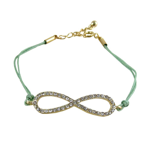 Infinity Charm Bracelet Green Bejeweled