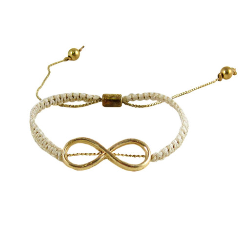 Infinity Charm Crochet Bracelet Ivory