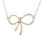 Pearl Ribbon Necklace Gold Toned