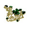 Lucky Leprechaun and Four Leaf Clover Brooch Gold