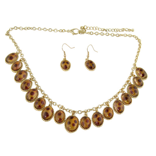 Teardrop Tortoise Necklace and Earrings Set