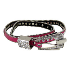 Rhinestone Fashion Belt Jeweled Pink (S-M)