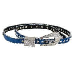 Rhinestone Fashion Belt Jeweled Blue (M-L)