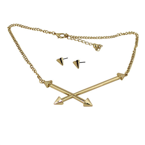 Know Your Direction Criss Crossed Arrows Necklace and Earrings Set