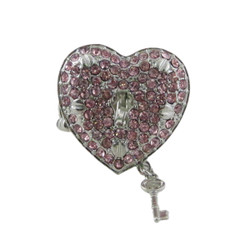 Heart Lock and Key Stretchy Ring Oversize