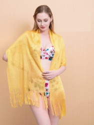 Shimmer and Shine Fringed Scarf Yellow