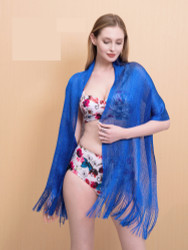 Shimmer and Shine Fringed Scarf Royal Blue