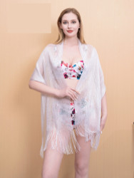 Shimmer and Shine Fringed Scarf White