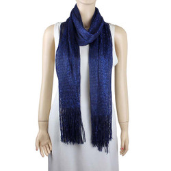 Shimmer and Shine Fringed Scarf Navy Blue