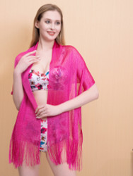 Shimmer and Shine Fringed Scarf Sizzle Pink