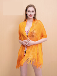 Shimmer and Shine Fringed Scarf Orange