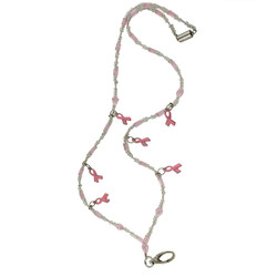 Glittering Beads and Pink Ribbon Lanyard