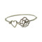 Heart and Rose Wire Bracelet Silver