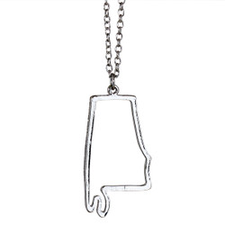 State of Alabama Necklace Silver