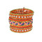 Bohemian Braided and Beaded Wrist Cuff Orange with Crystals