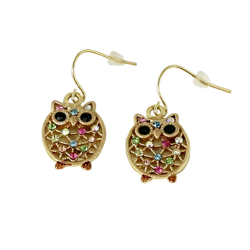 Little Crystal Owl Dangling Earrings