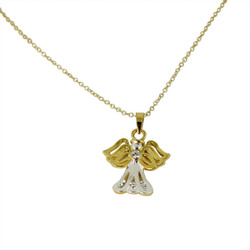 Lovely Two Toned Angel Necklace with Crystals