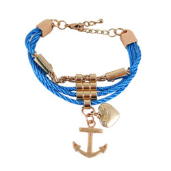 Anchor Heart Charm Bracelet Blue