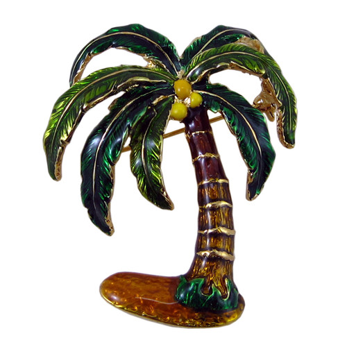 Palm Tree Pin Pendant Enameled