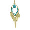Tribal Fish Style Long Necklace Turquoise Blue Beads Gold
