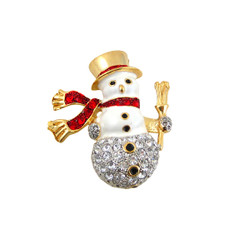Snowman Pin Pendant Bejeweled
