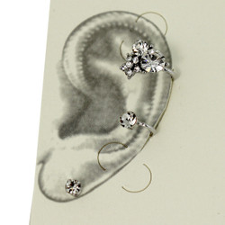 Rhinestone Star-Shaped Left Ear Cuff Set Silver