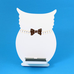 Owl Cell Phone Holder Wood Stand White