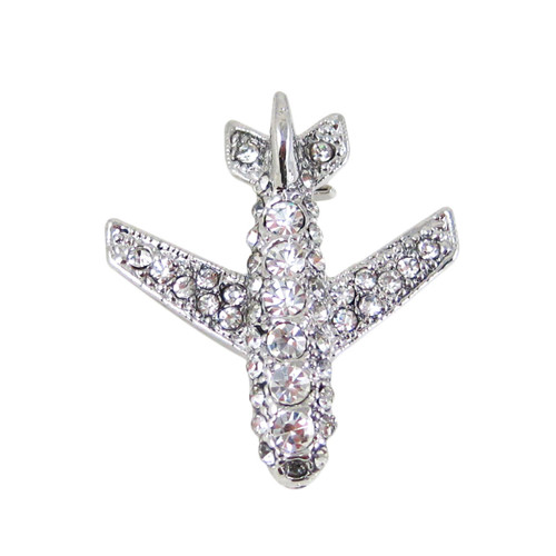 Rhinestone Encrusted Airplane Pin