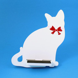 Cat Cell Phone Holder Wood Stand White
